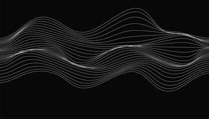 Abstract wave elevation with dynamic rhythm in minimalist black setting