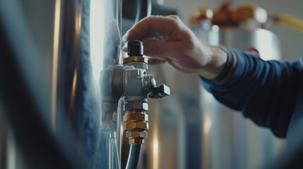 Plumber installing a water heater in a utility room. Featuring expertise and efficiency