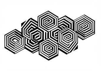 Abstract Black and White Hexagon Geometric Pattern