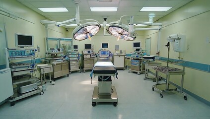 Fototapeta premium Empty operating room prepared for surgery