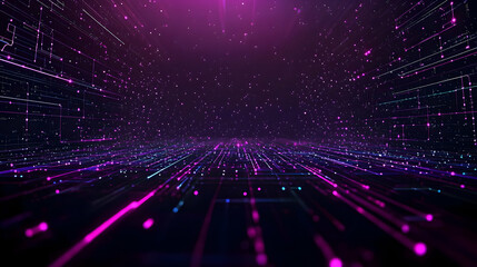 Obraz premium Abstract Digital Network Tunnel With Glowing Lines And Dots
