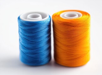 Two spools of vibrant thread