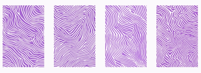 Vector pattern set of clean lines on a purple background