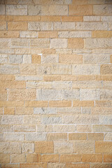 A sandstone wall from a church, shot at eye-level, build in 1863