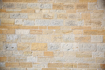 A sandstone wall from a church, shot at eye-level, build in 1863