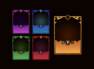 set of colorful magic elements tcg card frame template vector game illustration