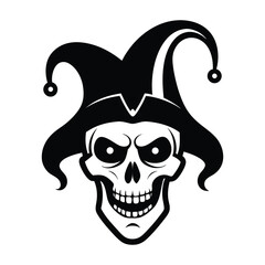 Skull with Jester Hat Cartoon Illustration