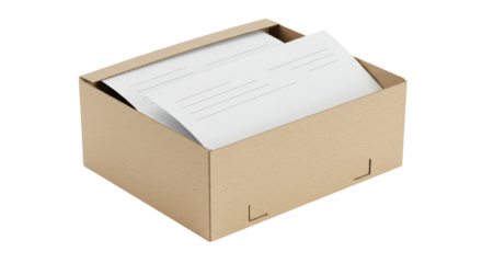 Isolated Cardboard Box with Documents