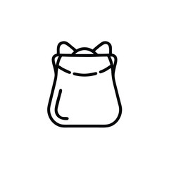 Sack Outline Icon Gift Bag Style Vector Illustration Design Black Line On White Background