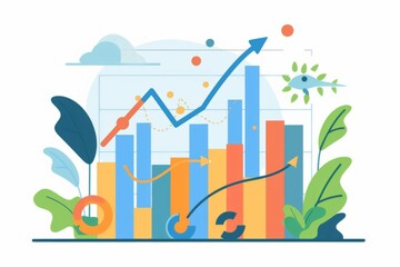 A graph displaying an upward trend, illustrating growth and increasing values over time