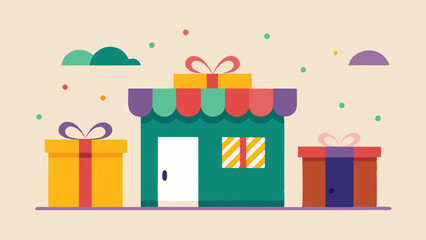 Gift Boxes in the Rush Cheerful gift boxes landing a the shoppers representing holiday shopping with ribbons fluttering around and creating a festive atmosphere.