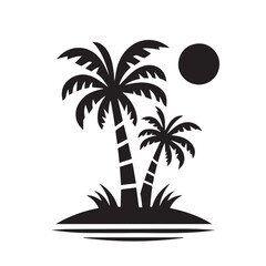 tropical island with palm trees