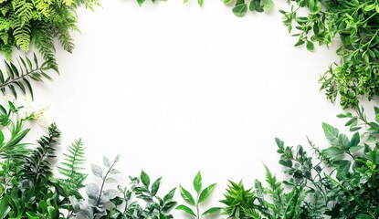 Fototapeta premium Lush greenery framing a blank canvas nature's splendor decorative elements indoor environment close-up view creative inspiration