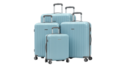 Isolated Set of Blue Suitcases