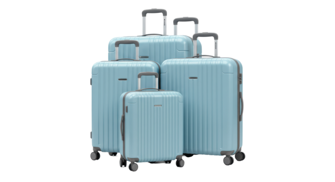 Isolated Set of Blue Suitcases