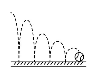 Bouncing ball on white background. Timing and spacing. Editable stroke flat icon illustration isolated.