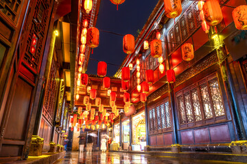 Enchanting Night Market with Vibrant Lanterns and Traditional Architecture © zhouyilu