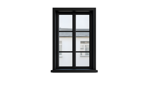 Contrastive Modernity: Bold Black Window on White Background - Unique Architectural Image