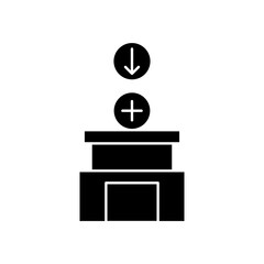 hospital icon design arrow down