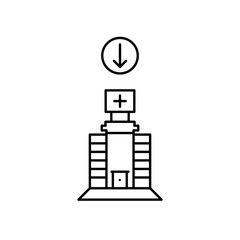 hospital icon design arrow down