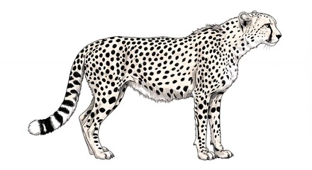Fototapeta premium Elegant illustration of a cheetah in profile showcasing its grace and speed