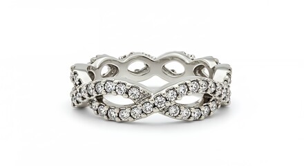 Elegant intertwined silver ring featuring sparkling gemstones and intricate design elements for sophisticated jewelry lovers