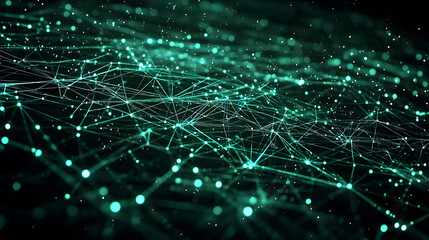 Fototapeta premium Abstract Network Design With Teal Glowing Lines And Points