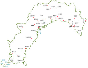 高知県　地図　白　斑点　イラスト