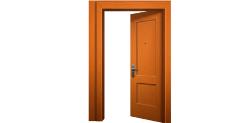 Isolated Open Wooden Door