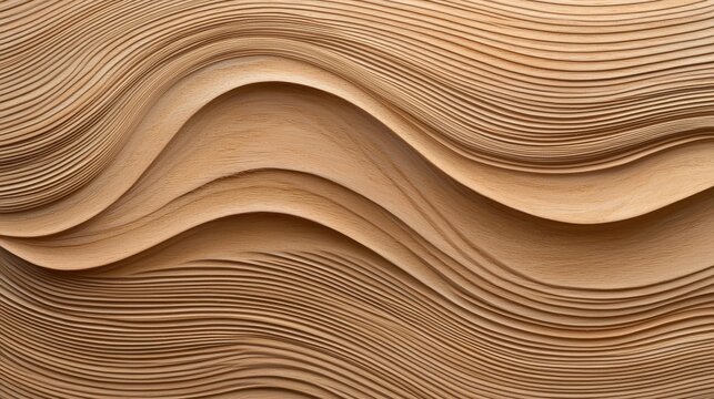 Abstract background texture of undulating beige layered wood grain creating a flowing wave pattern ideal for design projects and presentations requi a natural organic
