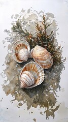 Shell watercolor painting