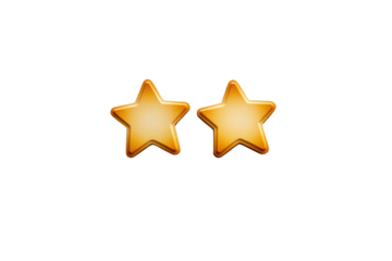 A vibrant price sticker featuring three bold, golden stars, centrally placed on a pristine white surface with a smooth matte finish