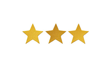 A vibrant price sticker featuring three bold, golden stars, centrally placed on a pristine white surface with a smooth matte finish