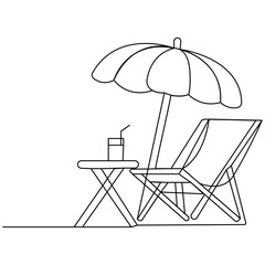 Beach chair icon   continuous one line drawing of outline vector illustration 