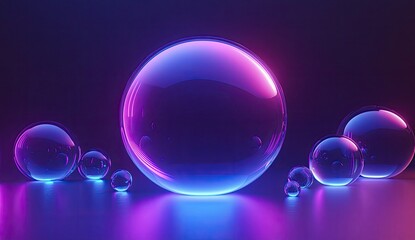 Abstract sphere display, vibrant neon colors