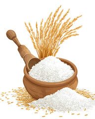 rice-related illustrations and smart farming technologies, focusing on grains, plants, cultivation, and innovative agricultural solutions for commercial use.