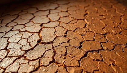 Macro Photography of Cracked Clay A Textured Earth Tone Landscape