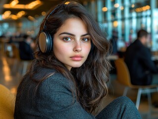 Captivating Portrait of a Young Woman with Headphones