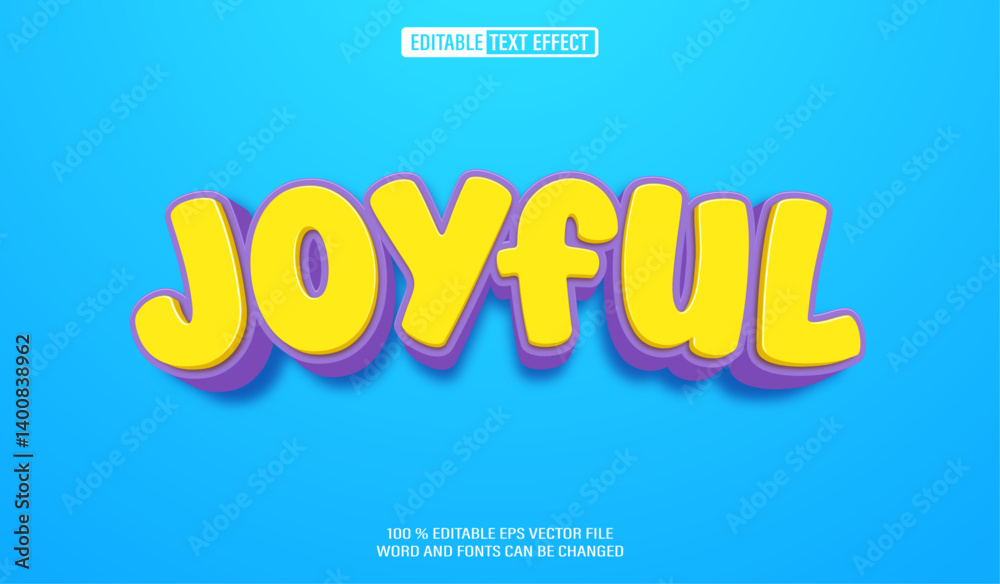 Poster editable 3d text style effect - joyful text effect template