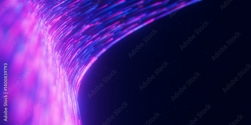 Poster closeup of bigdata light speed flow. abstract digital data stream of quantum computing. cyberspace o