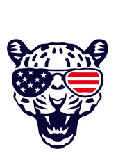 leopard tete lunette soleil couleur drapeau americain