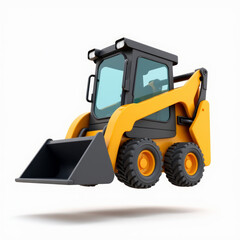 Compact Skid Steer Loader with Bucket Emoji-Style Design Floating Mid-Air 3D