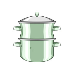 kitchen steamer pot cartoon vector illustration