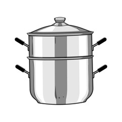 stainless steamer pot cartoon vector illustration
