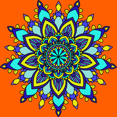 Vector hand drawn doodle mandala. Ethnic mandala with colorful tribal ornament. Isolated. Bright colors. vector illustration for decoration