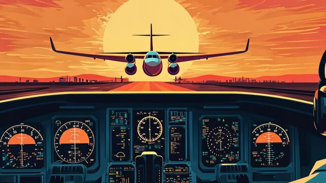 Vintage Pilot Aviator Plane Flight Cartoon Vector Illustration Design Art Pattern