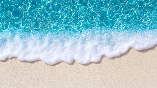 Turquoise waves kissing the beach sand