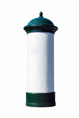 Blank advertising column isolated on white background