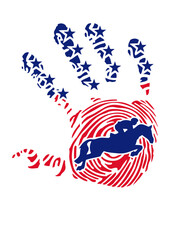 equitation cheval main empreinte digitale americaine drapeau etoile