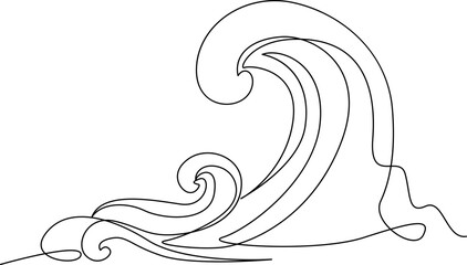 Rolling ocean waves one line art vector
